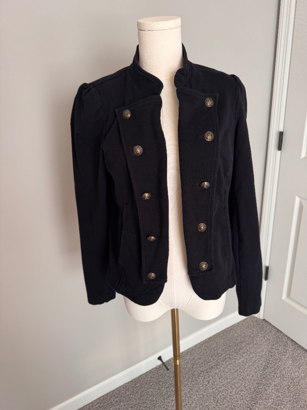 Tommy Hilfiger Black Military Band Jacket Gold Buttons S/P
